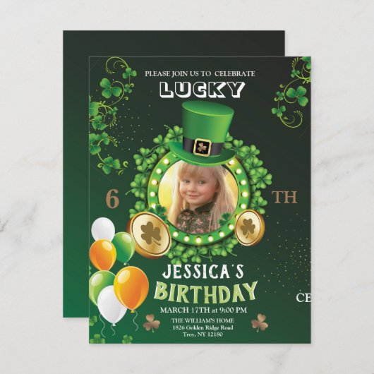 Cartes Pour Fêtes Annuelles Joyeux 6e anniversaire, St. Patrick's Day (Devant / Derrière)