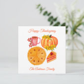 Cartes Pour Fêtes Annuelles Joyeux Action de grâce Orange Citrouille Feuilles (Debout devant)