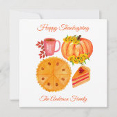 Cartes Pour Fêtes Annuelles Joyeux Action de grâce Orange Citrouille Feuilles (Devant)