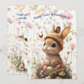 Cartes Pour Fêtes Annuelles Joyeux agneau lapin de Pâques (Devant / Derrière)