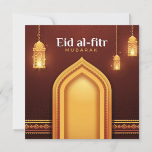 Cartes Pour Fêtes Annuelles Joyeux Aïd Al-Fitr Rouge et or