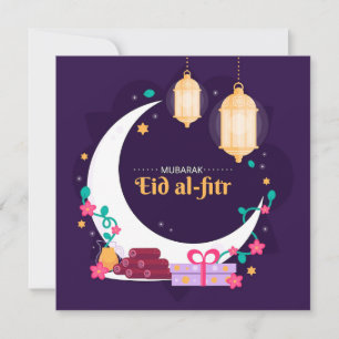Cartes Pour Fêtes Annuelles Joyeux Aïd el-Fitr Moubarak Lune