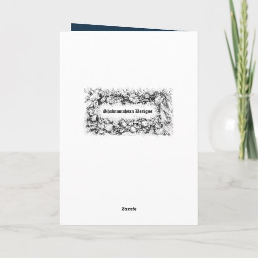 Cartes Pour Fêtes Annuelles Joyeux Aïd el-Moubarak bleu blanc arabe calligraph (Dos)