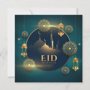 Cartes Pour Fêtes Annuelles Joyeux Aïd Moubarak Crescent Stars Lanterne islami