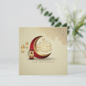 Cartes Pour Fêtes Annuelles Joyeux Aïd Moubarak Cresent Arabe Calligraphique R (Debout devant)