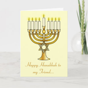 Cartes Pour Fêtes Annuelles Joyeux ami Hanoukka avec Menorah
