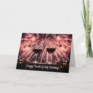 Cartes Pour Fêtes Annuelles Joyeux anniversaire 4 juillet avec le vin Firework
