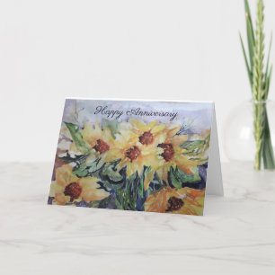 Cartes Pour Fêtes Annuelles Joyeux anniversaire Aquarelle Tournesols 