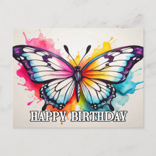 Cartes Pour Fêtes Annuelles Joyeux Anniversaire Artistique Papillon Aquarelle 