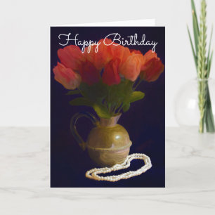 Cartes Pour Fêtes Annuelles Joyeux anniversaire avec des tulipes rouges