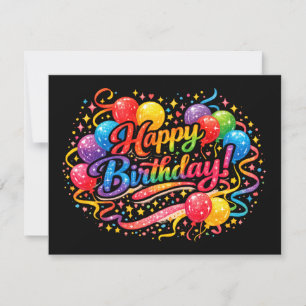 Cartes Pour Fêtes Annuelles Joyeux Anniversaire Ballons Arc-en-ciel Confettis
