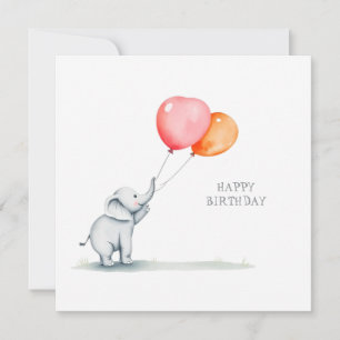 Cartes Pour Fêtes Annuelles Joyeux anniversaire. bébé éléphant avec ballons