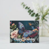 Cartes Pour Fêtes Annuelles Joyeux anniversaire Belle conception papillon Vint (Debout devant)