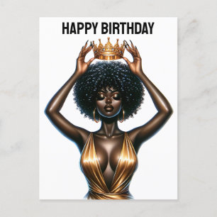 Cartes Pour Fêtes Annuelles Joyeux anniversaire, belle, reine noire, melanin p