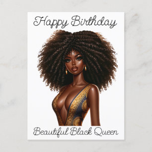 Cartes Pour Fêtes Annuelles Joyeux anniversaire, belle, reine noire, melanin p