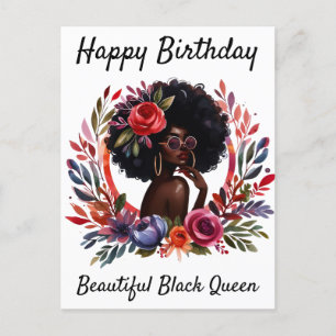 Cartes Pour Fêtes Annuelles Joyeux Anniversaire Belle Reine Noire Melanin Sist