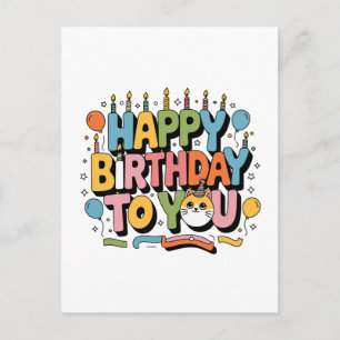 Cartes Pour Fêtes Annuelles Joyeux Anniversaire Chat Mignon