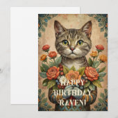 Cartes Pour Fêtes Annuelles Joyeux anniversaire chat vintage (Devant / Derrière)