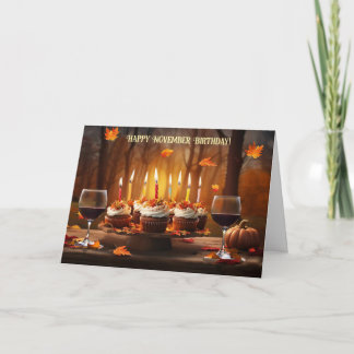 Cartes Pour Fêtes Annuelles Joyeux Anniversaire de Novembre avec des Gâteaux a