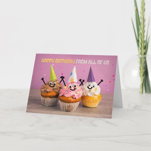 Cartes Pour Fêtes Annuelles Joyeux anniversaire de tous nous mignons Cupcake (Devant)
