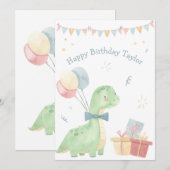 Cartes Pour Fêtes Annuelles Joyeux anniversaire Dinosaur fête (Devant / Derrière)