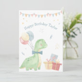 Cartes Pour Fêtes Annuelles Joyeux anniversaire Dinosaur fête (Debout devant)