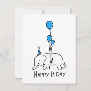 Cartes Pour Fêtes Annuelles Joyeux anniversaire éléphant bleu ballons