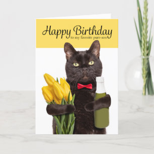Cartes Pour Fêtes Annuelles Joyeux anniversaire Favori PURRson Chat avec cadea