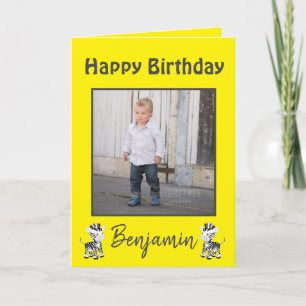 Cartes Pour Fêtes Annuelles Joyeux Anniversaire Fils Safari Zèbre Jaune
