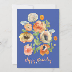 Cartes Pour Fêtes Annuelles Joyeux Anniversaire Fleurs Orange de Printemps