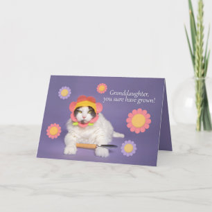 Cartes Pour Fêtes Annuelles Joyeux anniversaire grand-fille chat en Casquette 