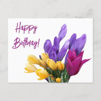 Cartes Pour Fêtes Annuelles Joyeux Anniversaire joli crocus floral coloré mign
