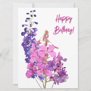 Cartes Pour Fêtes Annuelles Joyeux anniversaire joli rose fleurs violet fleuri