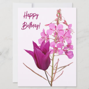 Cartes Pour Fêtes Annuelles Joyeux anniversaire jolie tulipe rose floral color