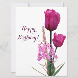 Cartes Pour Fêtes Annuelles Joyeux anniversaire jolie tulipe rose simple éléga