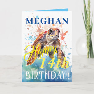 Cartes Pour Fêtes Annuelles Joyeux Anniversaire Océan Mignon Et Tortue