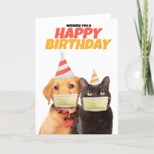 Cartes Pour Fêtes Annuelles Joyeux anniversaire Social DIstancing Chat et Humo