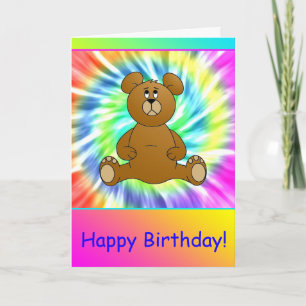 Cartes Pour Fêtes Annuelles Joyeux Anniversaire Teddy Bear Tie Dye Card