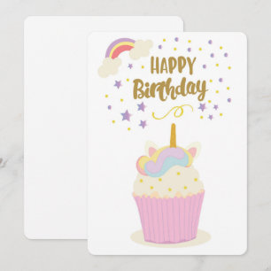 Cartes Pour Fêtes Annuelles Joyeux anniversaire Unicorn Cupcake