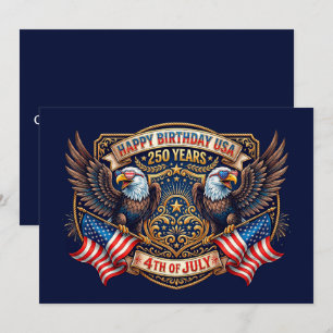 Cartes Pour Fêtes Annuelles Joyeux Anniversaire USA 250 Ans Aigles Patriotiq