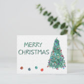 Cartes Pour Fêtes Annuelles Joyeux arbre d'aquarelle de Noël (Debout devant)