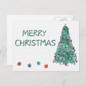 Cartes Pour Fêtes Annuelles Joyeux arbre d'aquarelle de Noël (Devant / Derrière)