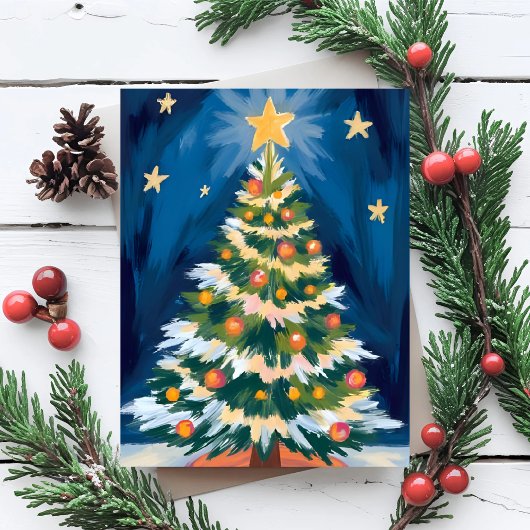 Cartes Pour Fêtes Annuelles Joyeux arbre de Noël aquarelle