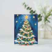 Cartes Pour Fêtes Annuelles Joyeux arbre de Noël aquarelle (Debout devant)