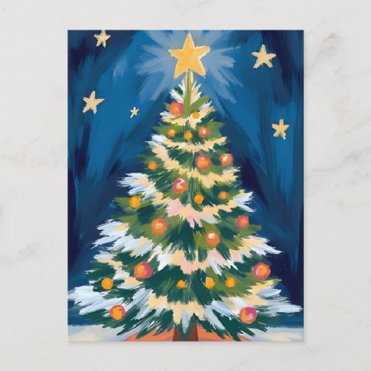 Cartes Pour Fêtes Annuelles Joyeux arbre de Noël aquarelle (Devant)