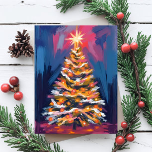 Cartes Pour Fêtes Annuelles Joyeux Arbre de Noël Aquarelle Colorée