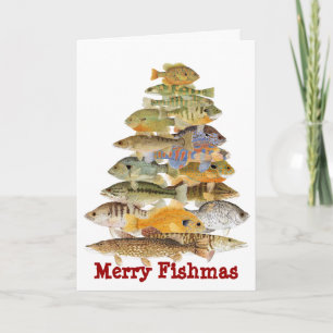 Cartes Pour Fêtes Annuelles Joyeux arbre de Noël de poissons de Fishmas-