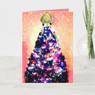 Cartes Pour Fêtes Annuelles Joyeux arbre de Noël fâché drôle de calmar de