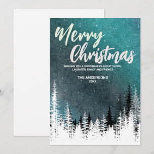 Cartes Pour Fêtes Annuelles Joyeux arbre de Noël hiver Forêt de nuit Vacances