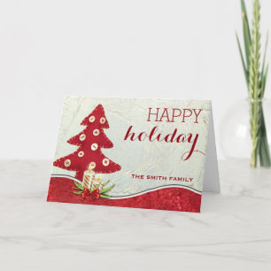 Cartes Pour Fêtes Annuelles Joyeux arbre de Noël rouge de vacances